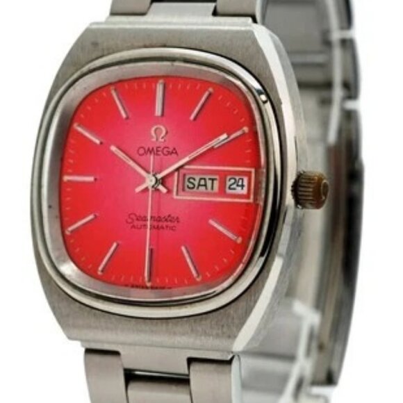 Omega 36mm Men's Vintage Seamaster TV Case Pink/ Red Dial 1020 Watch- 166.0213! - Picture 3 of 9